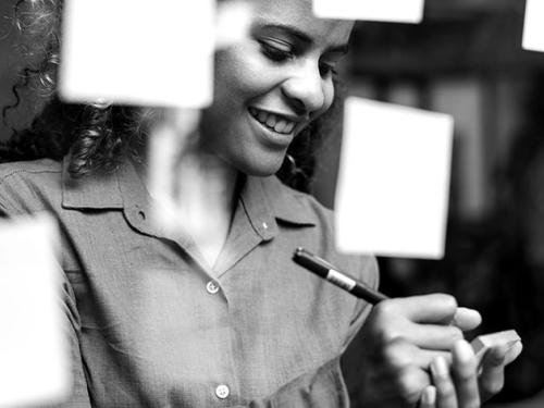 Girl with post-its